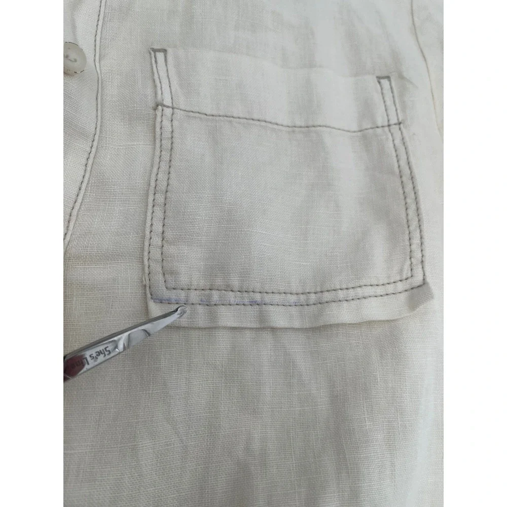 Zara 100% Linen Romper Jumpsuit Sheer Cream Beige Utility Beach Travel Size‎ XS